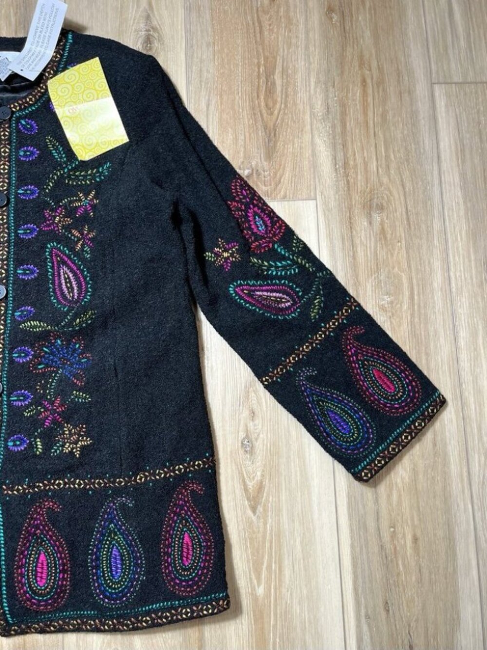 NWT Linea By Louis Dell’Olio Embroidered Wool Blend Cardigan Jacket -Size Medium - Picture 4 of 14